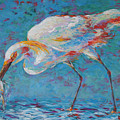 Snowy Egret's Prized Catch Painting by Jyotika Shroff Snowy Egret's Prized Catch Painting by Jyotika Shroff