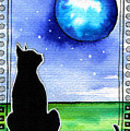 Sparkling Blue Bauble - Christmas Cat Painting by Dora Hathazi Mendes Sparkling Blue Bauble - Christmas Cat Painting by Dora Hathazi Mendes