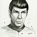 Spock Watercolor Portrait Painting by Olga Shvartsur Spock Watercolor Portrait Painting by Olga Shvartsur