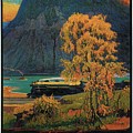 Steam Engine Locomotive through the Hudson Highlands - Storm King - Vintage Advertising Poster Painting by Studio Grafiikka Steam Engine Locomotive through the Hudson Highlands - Storm King - Vintage Advertising Poster Painting by Studio Grafiikka