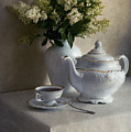 Still life with white tea set and bouquet of white flowers Photograph by Jaroslaw Blaminsky Still life with white tea set and bouquet of white flowers Photograph by Jaroslaw Blaminsky