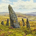 Stone circle on Dartmoor  Painting by MotionAge Designs