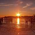Stonington Harbor Sunset on Ice Photograph by Kirkodd Photography Of New England