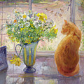 Striped Jug with Spring Flowers Painting by Timothy Easton Striped Jug with Spring Flowers Painting by Timothy Easton