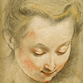 Study of the Head of a Young Woman looking down to the Right Drawing by Federico Barocci Study of the Head of a Young Woman looking down to the Right Drawing by Federico Barocci