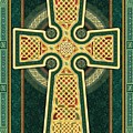 Stylized Celtic Cross in Green by Randy Wollenmann