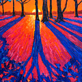 Sunrise In Glory - Long Shadows Of Trees At Dawn Painting by Ana Maria Edulescu Sunrise In Glory - Long Shadows Of Trees At Dawn Painting by Ana Maria Edulescu
