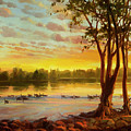 Sunrise on the Columbia Painting by Steve Henderson Sunrise on the Columbia Painting by Steve Henderson