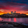 Sunrise over Nubble Light Photograph by Darren White Sunrise over Nubble Light Photograph by Darren White