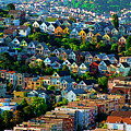 Sunrise View Noe Valley San Francisco California 1988, Dry Brush Style Digital Art by Kathy Anselmo Sunrise View Noe Valley San Francisco California 1988, Dry Brush Style Digital Art by Kathy Anselmo
