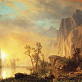 Sunset in the Rockies Painting by Albert Bierstadt Sunset in the Rockies Painting by Albert Bierstadt