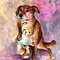 Teddy Bear Caramel And Dog Douchka Painting by Miki De Goodaboom Teddy Bear Caramel And Dog Douchka Painting by Miki De Goodaboom