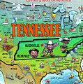 Tennessee USA Cartoon Map Canvas Print / Canvas Art by Kevin Middleton