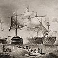 The Battle Of Trafalgar. Engraved By by Vintage Design Pics The Battle Of Trafalgar. Engraved By by Vintage Design Pics