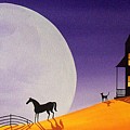 The Other Side - moon country landscape Painting by Debbie Criswell