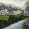 Grayscale The River Painting by Stephen Krieger Grayscale The River Painting by Stephen Krieger