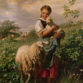 The Shepherdess Painting by Johann Baptist Hofner The Shepherdess Painting by Johann Baptist Hofner
