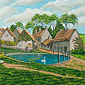 The Village Pond in Wroxton Painting by Charlotte Blanchard The Village Pond in Wroxton Painting by Charlotte Blanchard