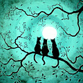 Three Black Cats Under a Full Moon Painting by Laura Iverson Three Black Cats Under a Full Moon Painting by Laura Iverson