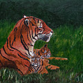 Tiger Family Painting by Laurel Best Tiger Family Painting by Laurel Best