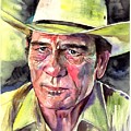 Tommy Lee Jones Portrait Watercolor by Suzann Sines Tommy Lee Jones Portrait Watercolor by Suzann Sines