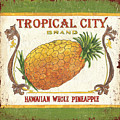 Tropical City Pineapple Painting by Debbie DeWitt Tropical City Pineapple Painting by Debbie DeWitt
