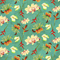 Tropical Island Floral Half Drop Pattern Painting by Audrey Jeanne Roberts Tropical Island Floral Half Drop Pattern Painting by Audrey Jeanne Roberts