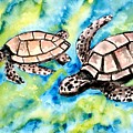 Turtle Love Pair Of Sea Turtles by Derek Mccrea Turtle Love Pair Of Sea Turtles by Derek Mccrea