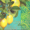Tuscan Lemon Tree - Citrus Limonum Damask Painting by Audrey Jeanne Roberts Tuscan Lemon Tree - Citrus Limonum Damask Painting by Audrey Jeanne Roberts