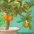 Tuscan Orange Topiary - Damask Pattern 3 Painting by Audrey Jeanne Roberts Tuscan Orange Topiary - Damask Pattern 3 Painting by Audrey Jeanne Roberts