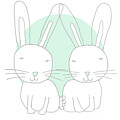 Two Bunnies- Art by Linda Woods by Linda Woods Two Bunnies- Art by Linda Woods by Linda Woods