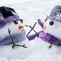 Two cute snowmen friends embracing Photograph by Simon Bratt Two cute snowmen friends embracing Photograph by Simon Bratt