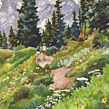 Two Hikers Painting by Anne Gifford Two Hikers Painting by Anne Gifford