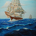Two Ships Sailing Painting by Quwatha Valentine Two Ships Sailing Painting by Quwatha Valentine