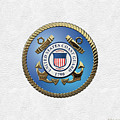 U. S. Coast Guard - U S C G Emblem over White Leather Digital Art by Serge Averbukh U. S. Coast Guard - U S C G Emblem over White Leather Digital Art by Serge Averbukh