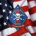 U S M C 1st Reconnaissance Battalion - 1st Recon Bn Insignia over American Flag Digital Art by Serge Averbukh U S M C 1st Reconnaissance Battalion - 1st Recon Bn Insignia over American Flag Digital Art by Serge Averbukh