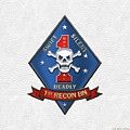U S M C 1st Reconnaissance Battalion - 1st Recon Bn Insignia over White Leather Digital Art by Serge Averbukh U S M C 1st Reconnaissance Battalion - 1st Recon Bn Insignia over White Leather Digital Art by Serge Averbukh