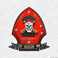U S M C 2nd Reconnaissance Battalion - 2nd Recon Bn Insignia over White Leather Digital Art by Serge Averbukh U S M C 2nd Reconnaissance Battalion - 2nd Recon Bn Insignia over White Leather Digital Art by Serge Averbukh