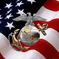 U S M C Eagle Globe and Anchor - C O and Warrant Officer E G A over U. S. Flag Digital Art by Serge Averbukh U S M C Eagle Globe and Anchor - C O and Warrant Officer E G A over U. S. Flag Digital Art by Serge Averbukh