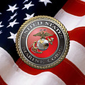 U S M C Emblem Over American Flag by Serge Averbukh U S M C Emblem Over American Flag by Serge Averbukh
