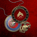 U. S. Marines Corporal Rank Insignia over Red Velvet Digital Art by Serge Averbukh U. S. Marines Corporal Rank Insignia over Red Velvet Digital Art by Serge Averbukh