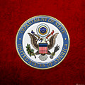 U. S. Department of State - DoS Emblem over Red Velvet Digital Art by Serge Averbukh U. S. Department of State - DoS Emblem over Red Velvet Digital Art by Serge Averbukh