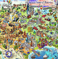 USA Wonders Map Illustration Painting by Maria Rabinky USA Wonders Map Illustration Painting by Maria Rabinky
