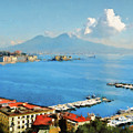 Vesuvio, panorama from Naples - 02 Painting by AM FineArtPrints Vesuvio, panorama from Naples - 02 Painting by AM FineArtPrints