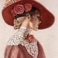 Victorian Lady in a Rose Hat Painting by Sue Halstenberg Victorian Lady in a Rose Hat Painting by Sue Halstenberg
