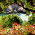 View From The Terrace - Paleokastritsa Digital Art by Lois Bryan View From The Terrace - Paleokastritsa Digital Art by Lois Bryan