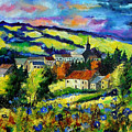 Village and blue poppies by Pol Ledent Village and blue poppies by Pol Ledent