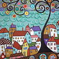 Village By The Sea Painting by Karla Gerard Village By The Sea Painting by Karla Gerard