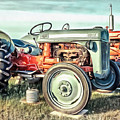 Vintage Tractors PEI Square Painting by Edward Fielding Vintage Tractors PEI Square Painting by Edward Fielding