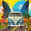VW Bus Trip Mixed Media by Ally White VW Bus Trip Mixed Media by Ally White